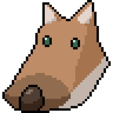 Vektör piksel sanat köpeği kafası izole edilmiş çizgi film