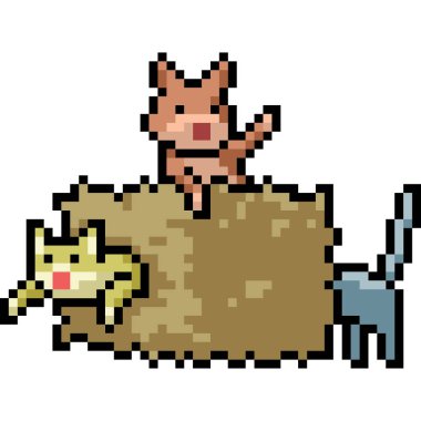 Vektör piksel sanat kedisi izole edilmiş çizgi film