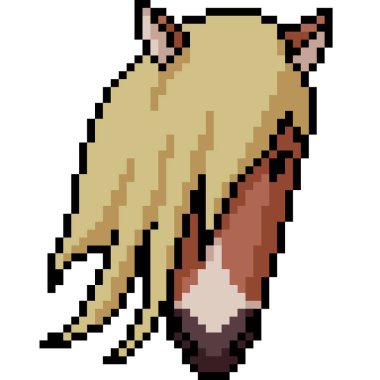 vektör piksel sanat atı kafası izole edilmiş çizgi film başı