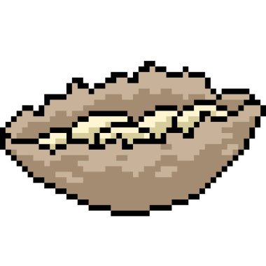 Vektör piksel sanat kuş yuvası izole edilmiş çizgi film