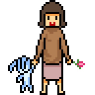 Vektör piksel sanatsal tür kız izole