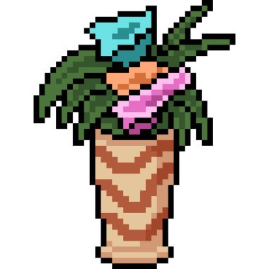 Vektör piksel sanat saksısı izole edilmiş karikatür