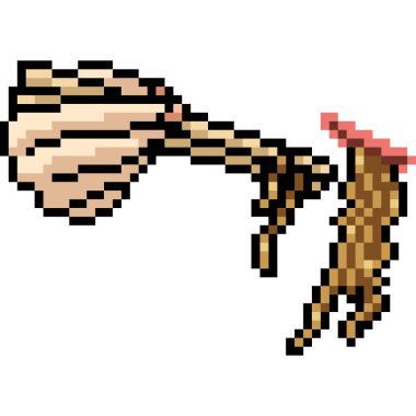 Vektör piksel sanatı izole edilmiş erişte karikatürü ye