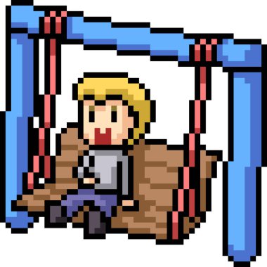 Vektör piksel sanat salıncak çocuk izole çizgi film