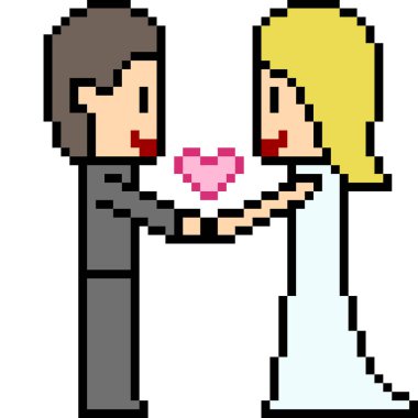 vektör piksel sanatı izole edilmiş evlenir