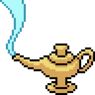 Vektör piksel sanat fantezi lambası izole çizgi film