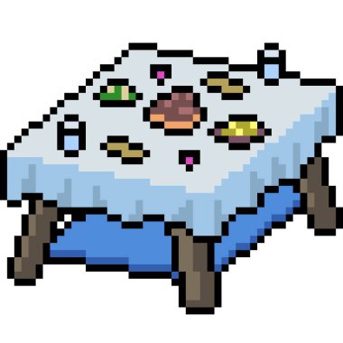 vektör pikseli sanat yemek masası izole edilmiş çizgi film