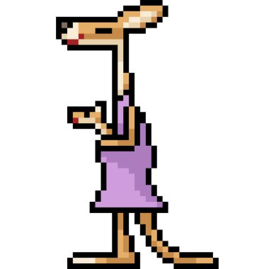 Vektör pikseli kanguru karikatürü izole edildi