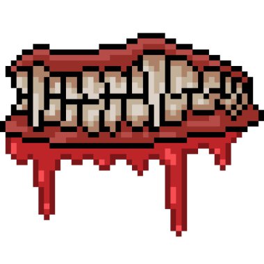 vektör pikseli canavar dişi izole edilmiş çizgi film.