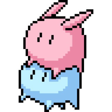 Vektör piksel resim tavşan canavar izole çizgi film