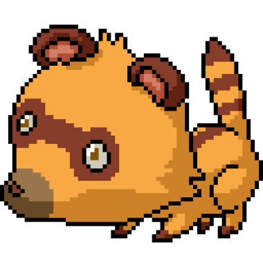 Vektör piksel sanatı izole edilmiş rakun çocuk.