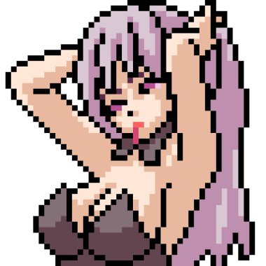 vektör piksel sanat anime kız izole çizgi film