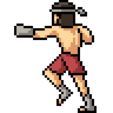 vektör pikseli sanat Muay thai yumruk izole çizgi film