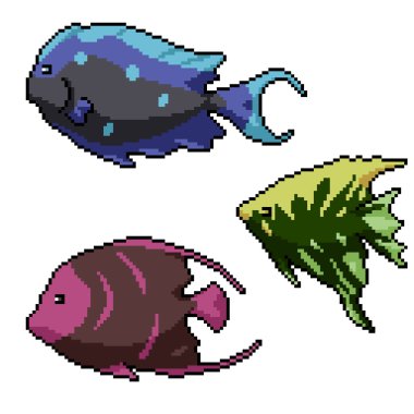 Renkli balık tarafının piksel sanatı