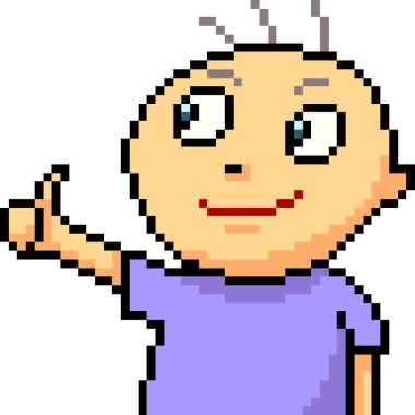 Vektör pikseli çocuk izole edilmiş karikatürü onayladı