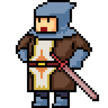 Vektör piksel sanat şövalyesi karikatür izole