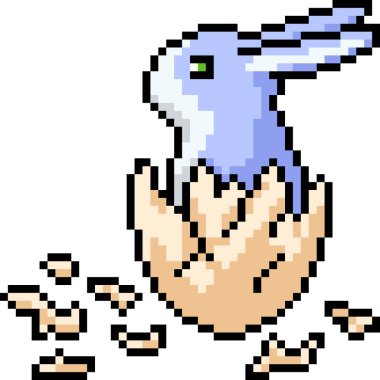 Vektör piksel sanat tavşan yumurtası izole çizgi film