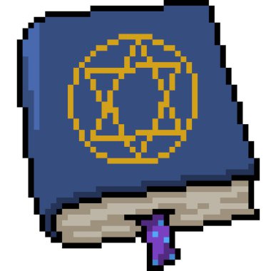 vektör piksel resim sihirli kitap izole çizgi film