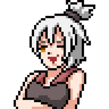 vektör piksel sanat anime kız izole cartoo