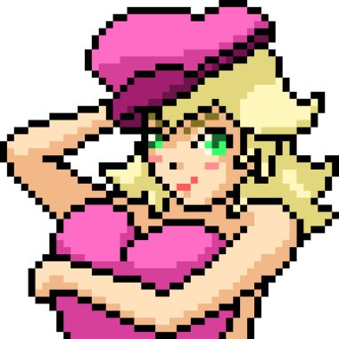 vektör piksel sanat anime kız izole çizgi film