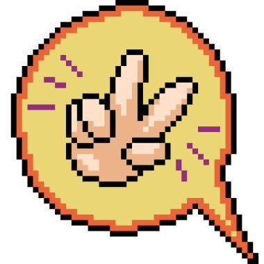 vektör piksel el işareti izole çizgi film