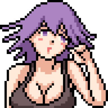 vektör piksel sanat anime kız izole cartoo