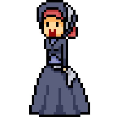 vektör piksel sanatsal kadın klasik izole çizgi film