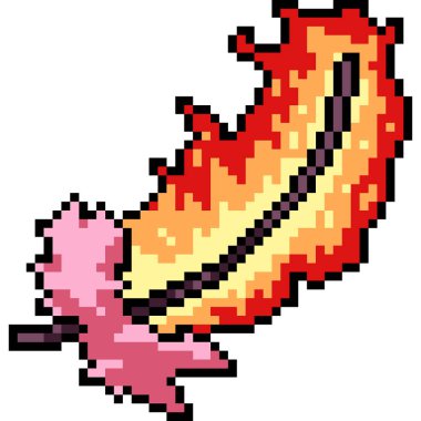 vektör piksel sanat yangın tüy izole cartoo