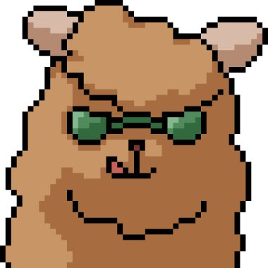 vektör piksel sanat alpaka izole çizgi film