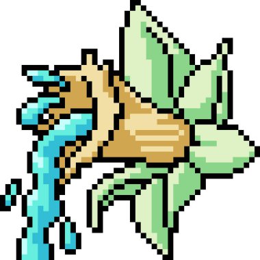 vektör piksel sanat çiçeği suyu izole edilmiş çizgi film