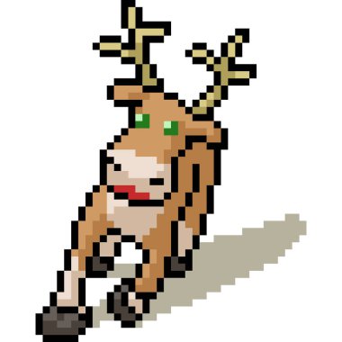 Vektör piksel sanat geyiği izole edilmiş çizgi film