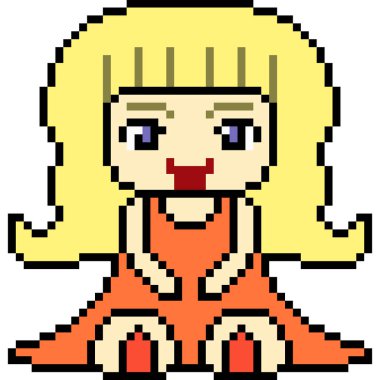 vektör piksel kızı izole edildi