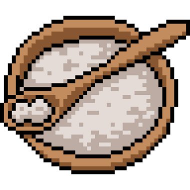 Vektör piksel sanat pirinç kasesi izole edilmiş çizgi film