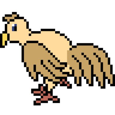 Vektör piksel sanat kuşu izole edilmiş çizgi film