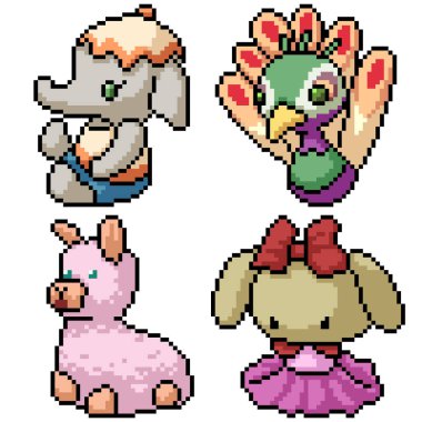 pikseller izole edilmiş oyuncak bebek seti