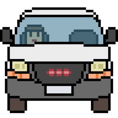 vektör piksel sanat minibüsü önü izole edildi