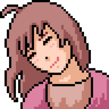 vektör piksel sanat anime kız izole çizgi film