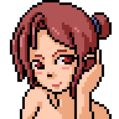 vektör pikseli kız anime karikatürü izole edildi