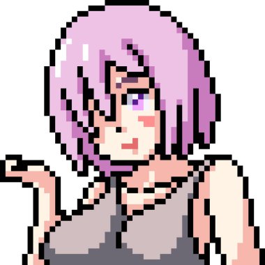 vektör piksel sanat anime kız izole cartoo