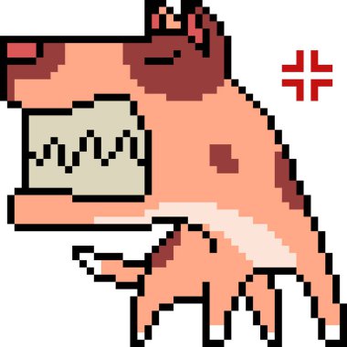 Vektör piksel sanat köpeği çılgın izole