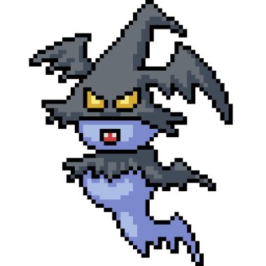 Vektör piksel resim hayalet canavar izole çizgi film