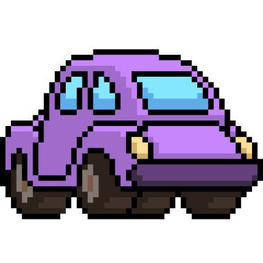 Vektör piksel sanat böceği arabası izole edilmiş karikatür.