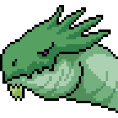 Vektör piksel sanat canavarı kafası izole edilmiş karikatür