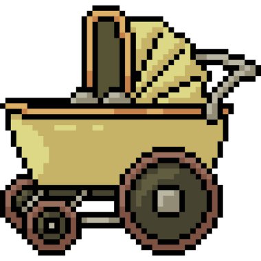 vektör pikseli bebek arabası izole edilmiş çizgi film.