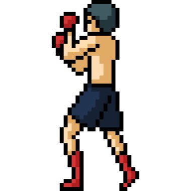 vektör pikseli sanat boks duruşu izole çizgi film