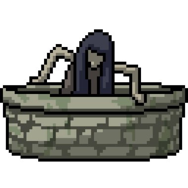 Vektör piksel sanatı izole edilmiş Asyalı hayalet