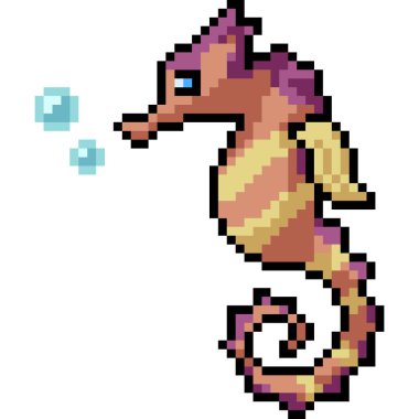 vektör pikseli sanat deniz atı izole edilmiş çizgi film