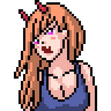 vektör piksel sanat anime kız izole cartoo