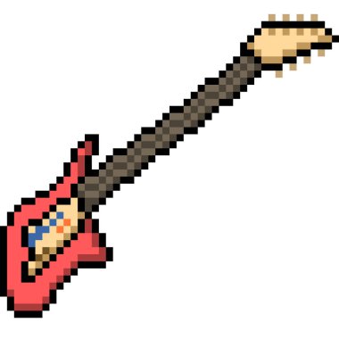 vektör piksel sanat gitarı izole edilmiş çizgi film