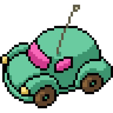 Vektör pikselli araba oyuncağı izole edilmiş çizgi film